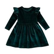 Lojoutye 2025 NEW Girls Dresses Girls Long Sleeve Easter Dress for Girls Size 6 Dresses Solid Princess Dress Kids Outfit Clothes